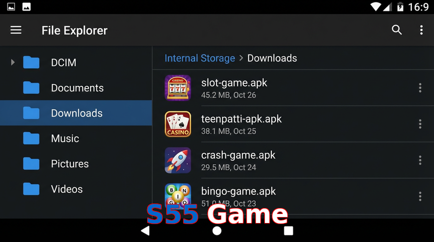 Main screen of S55 Game gameapk page for PK players