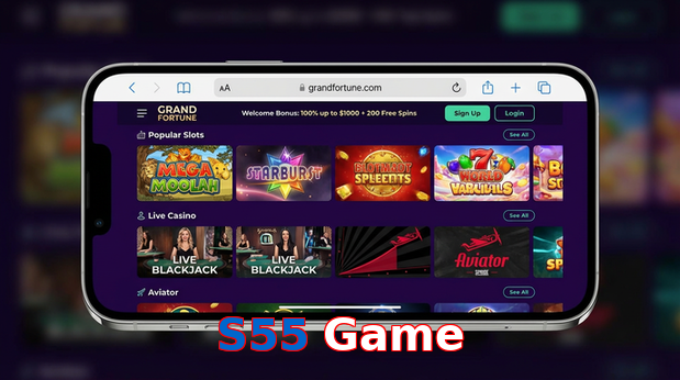Main screen of S55 Game ios page for PK players